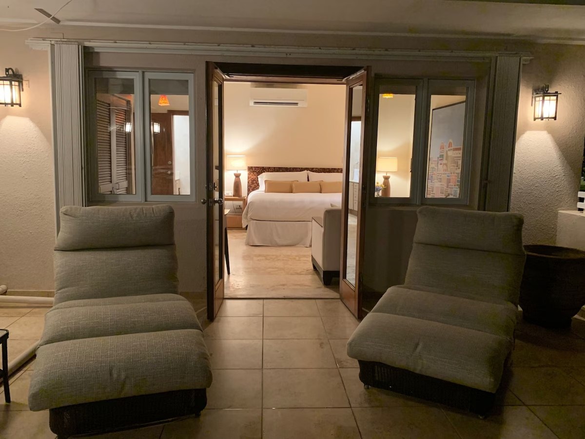 Second-floor bedroom viewed from its private terrace